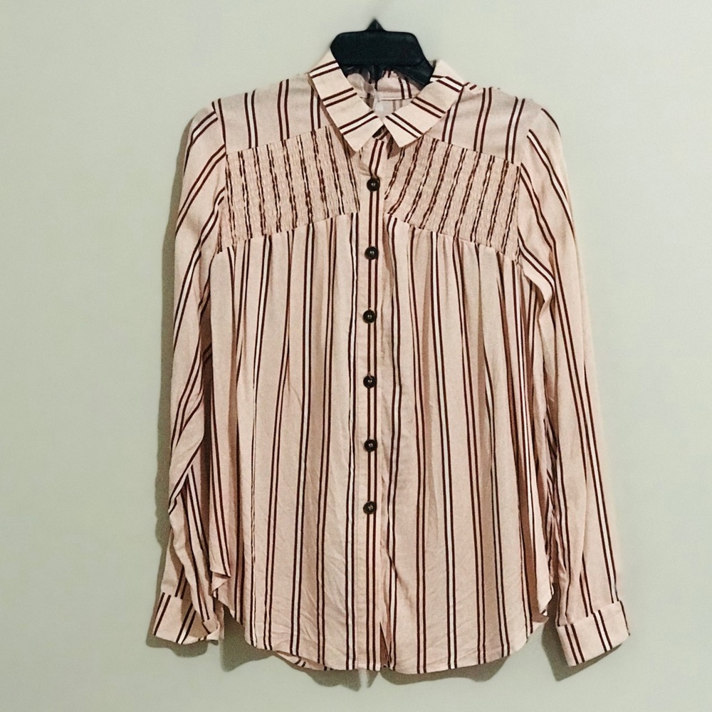 Pink button down top